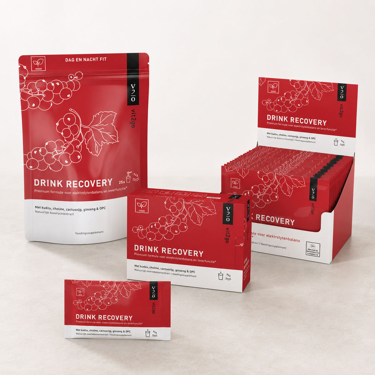 Vit2go Drink Recovery - zakje, doos, display box en sachet